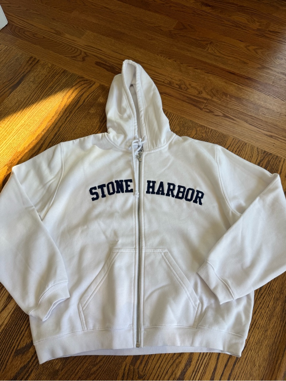White Full-Zip Hooded Sweatshirt
